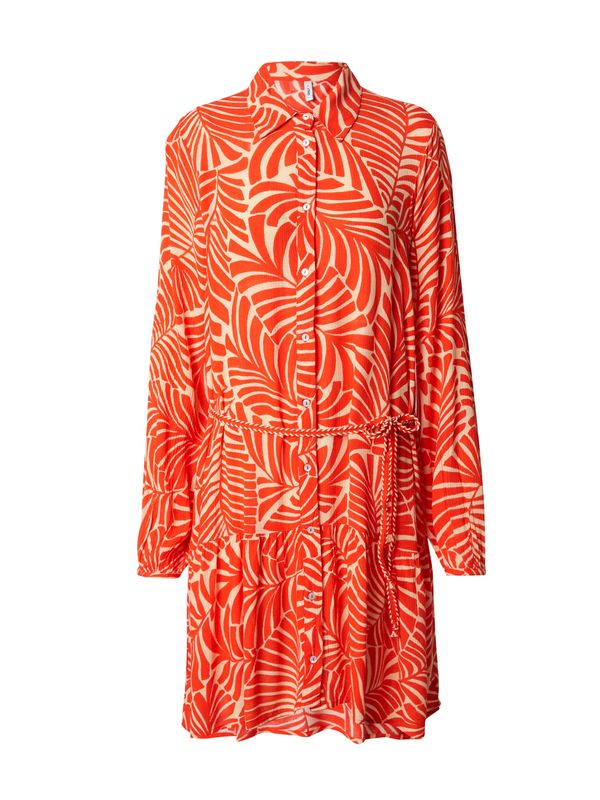 ONLY ONLY Рокля тип риза 'CHIARA'  цвят "пясък" / тъмно коралово