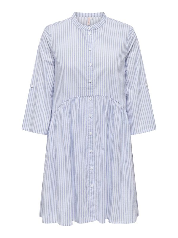 ONLY ONLY Рокля тип риза 'FIE CHICAGO'  опушено синьо / бяло