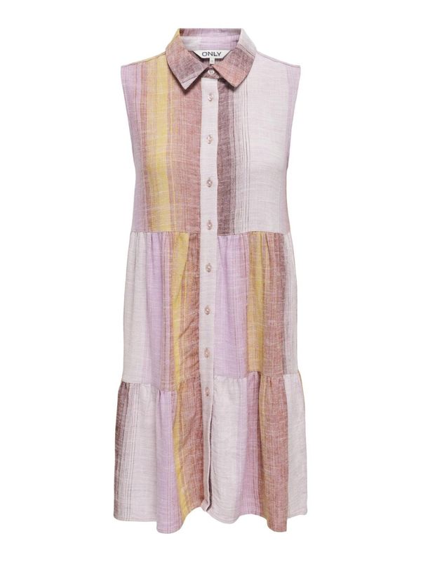 ONLY ONLY Рокля тип риза 'SIESTA'  жълт меланж / лилав меланж / розе / бял памук