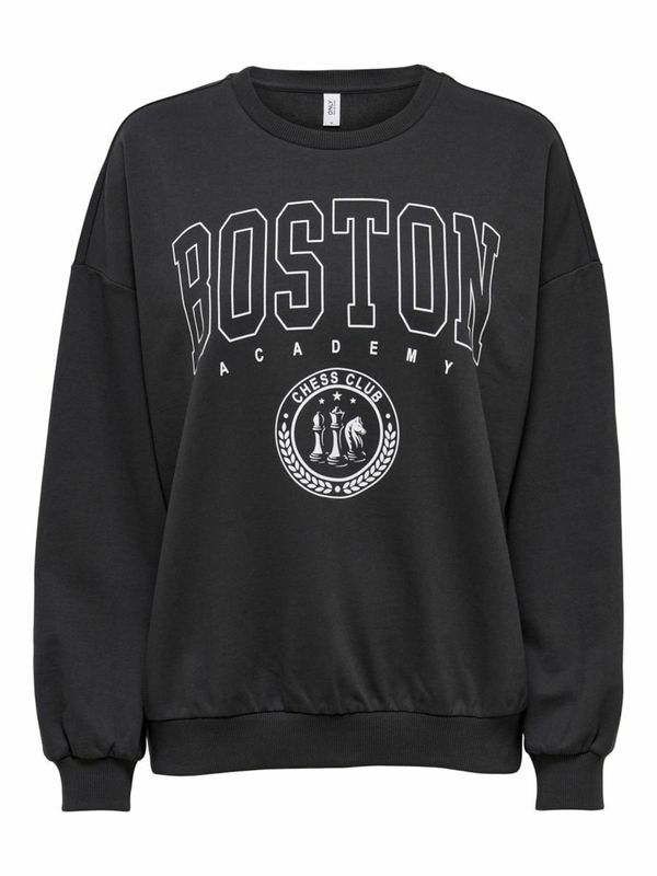 ONLY ONLY Суичър  антрацитно черно / бяло