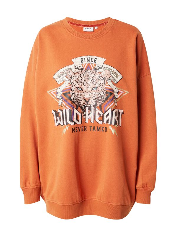 ONLY ONLY Суичър 'LUCINDA'  оранжево / черно / бяло