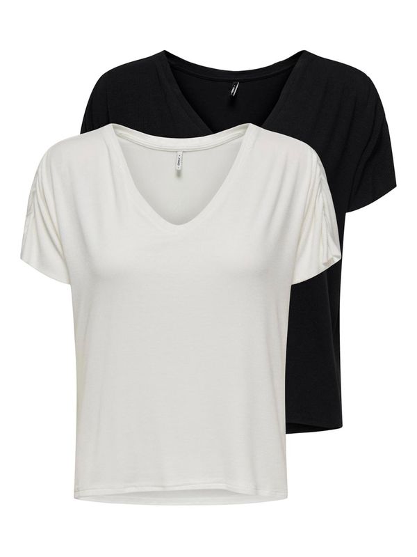 ONLY ONLY Тениска 'BELIA'  черно / бяло