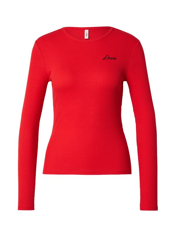 ONLY ONLY Тениска 'BETTY'  огнено червено / черно