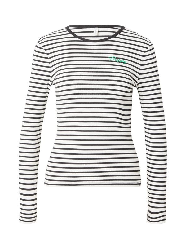 ONLY ONLY Тениска 'BETTY'  тревнозелено / черно / бяло