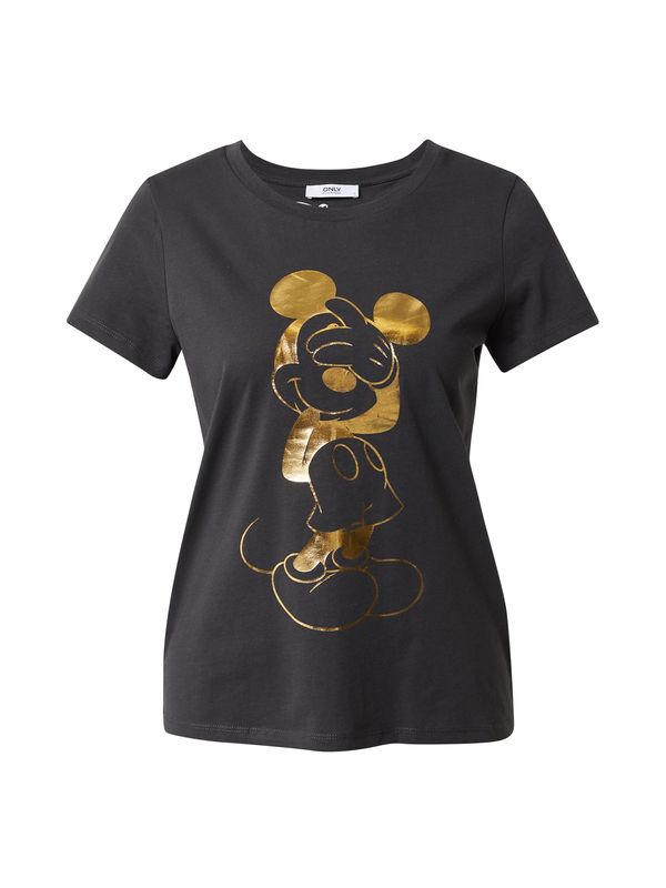 ONLY ONLY Тениска 'DISNEY'  злато / антрацитно черно