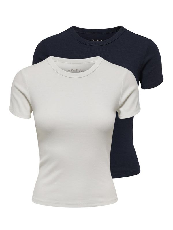 ONLY ONLY Тениска 'EASY'  нощно синьо / бяло