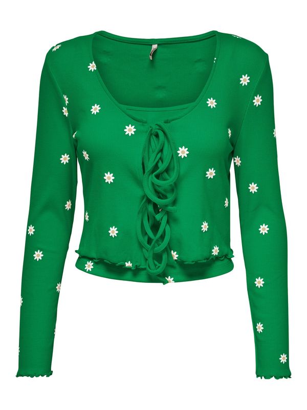 ONLY ONLY Тениска 'FENJA'  тревнозелено / бяло