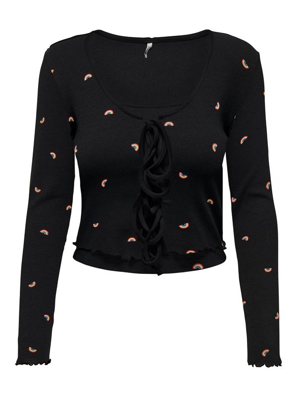 ONLY ONLY Тениска 'Fenja'  жълто / лилав / светлочервено / черно