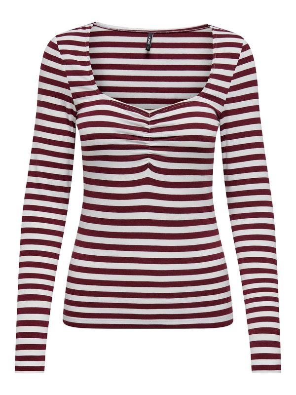 ONLY ONLY Тениска 'FIFI'  къпина / бяло