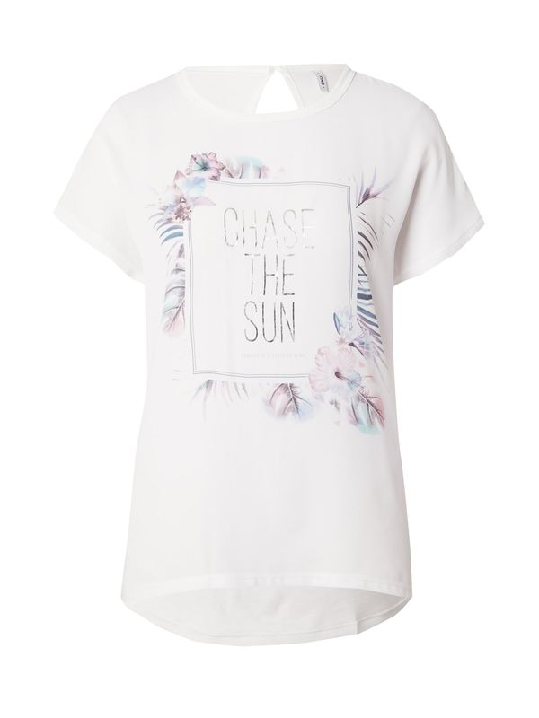 ONLY ONLY Тениска 'FLORA'  тюркоазен / люляк / сребърно / бяло