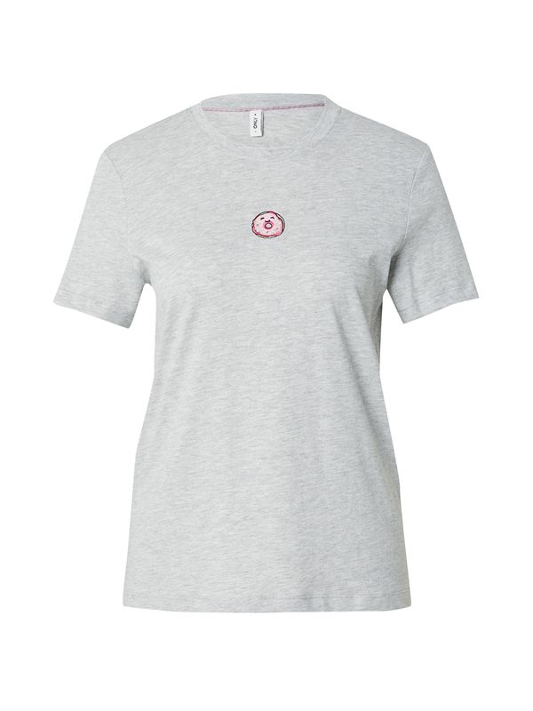 ONLY ONLY Тениска 'FOODIE'  светложълто / сив меланж / светлозелено / бледорозово