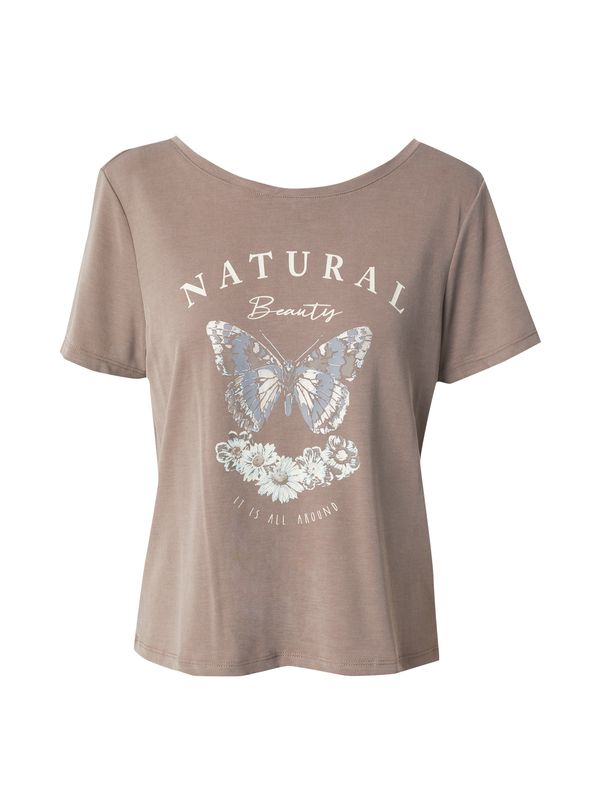 ONLY ONLY Тениска 'FREE'  светлобежово / гълъбово синьо / небесносиньо / брокат