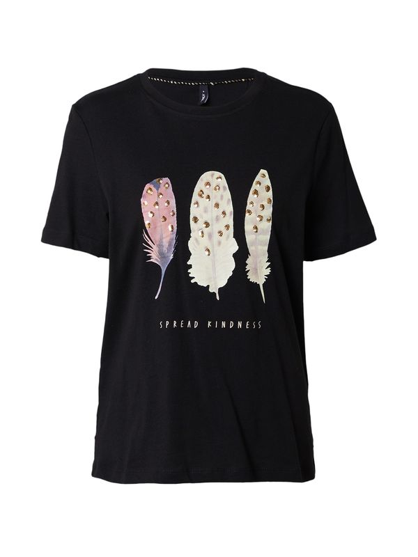 ONLY ONLY Тениска 'KITA'  бежово / злато / светлорозово / черно