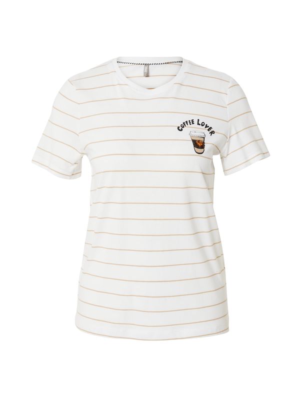 ONLY ONLY Тениска 'KITA'  камел / черно / бяло