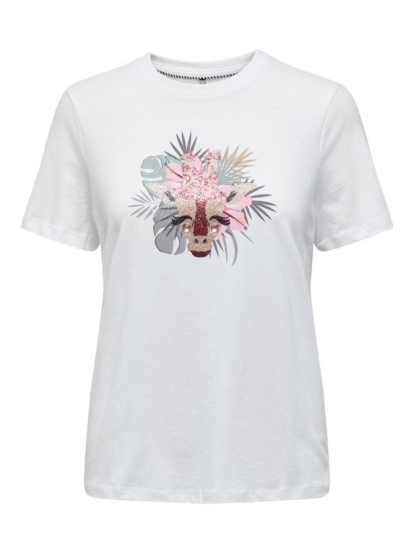 ONLY ONLY Тениска 'KITA'  сиво / светлозелено / бледорозово / бяло