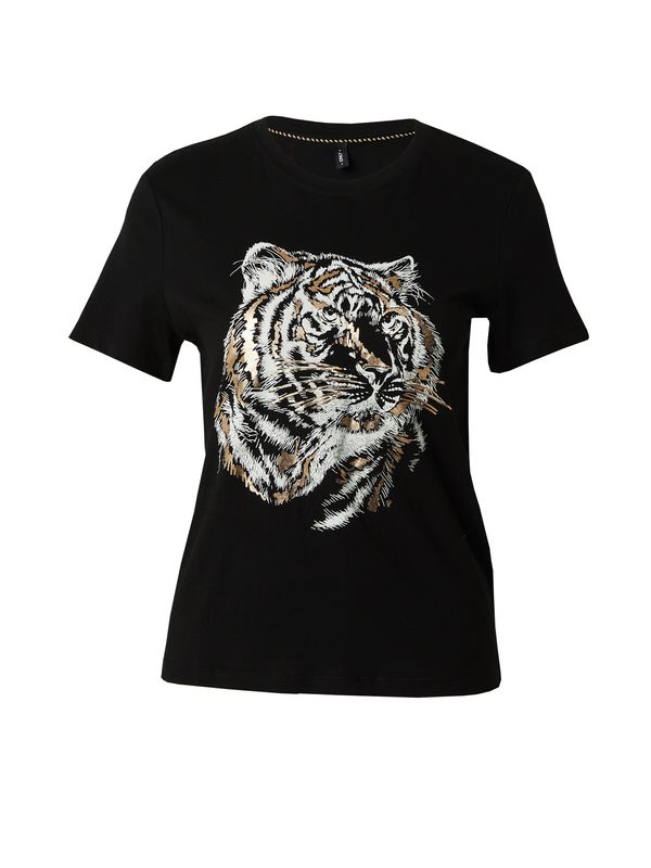 ONLY ONLY Тениска 'KITA'  светлокафяво / черно / бяло