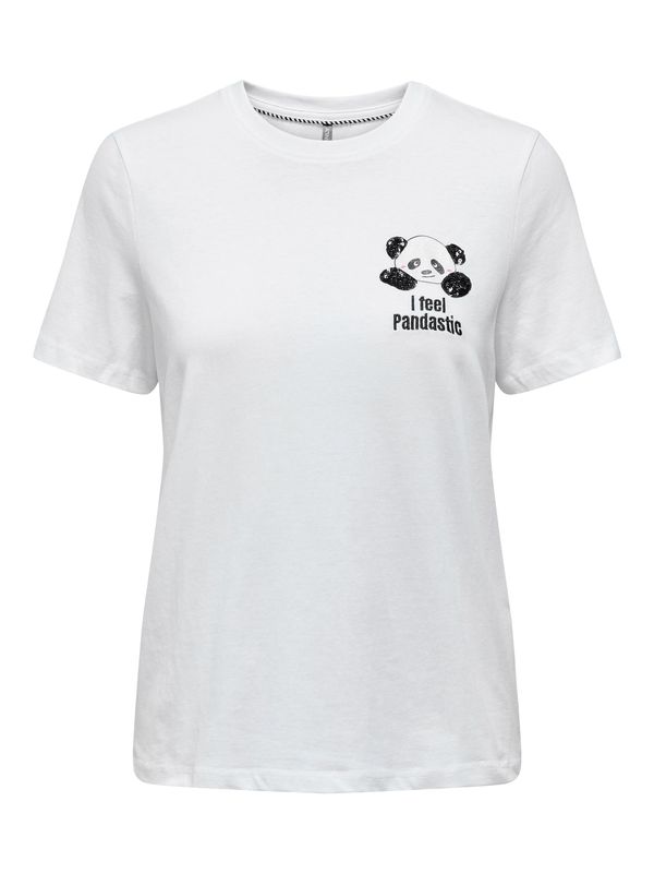 ONLY ONLY Тениска 'KITA'  светлорозово / черно / бяло