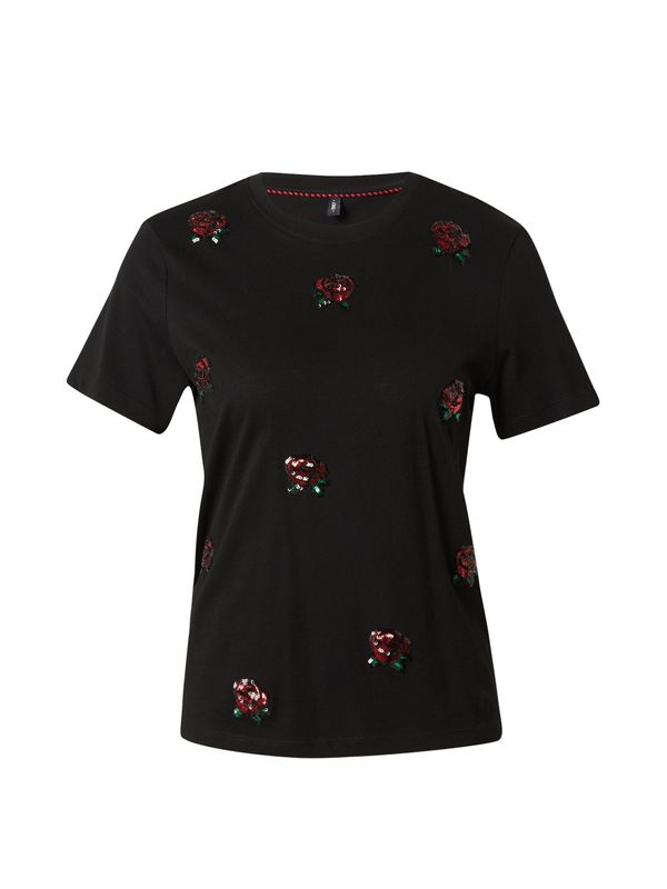 ONLY ONLY Тениска 'KITA'  зелено / червено / черно