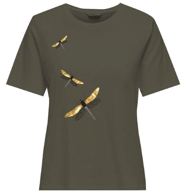 ONLY ONLY Тениска 'KITA'  злато / маслина / черно