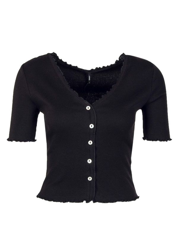 ONLY ONLY Тениска 'Laila Button'  черно