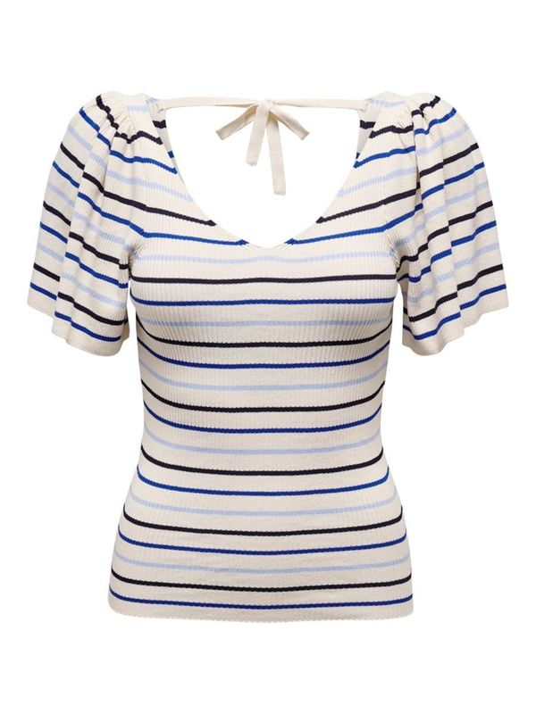 ONLY ONLY Тениска 'Leelo'  опушено синьо / ултрамарин синьо / черно / бяло