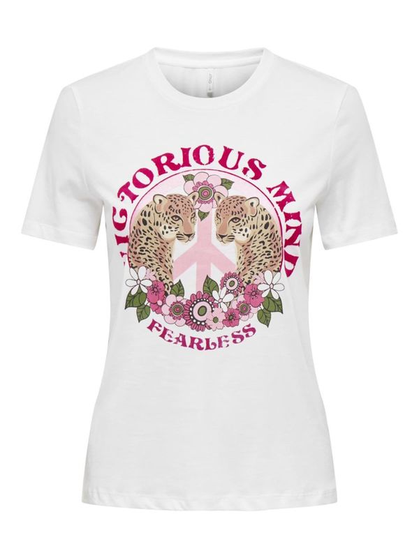 ONLY ONLY Тениска 'Lenni'  зелено / розово / бледорозово / бяло