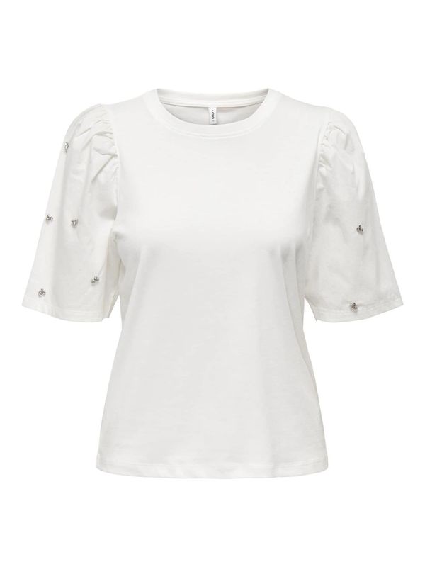 ONLY ONLY Тениска 'LINA'  прозрачно / бяло