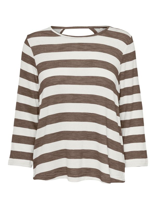 ONLY ONLY Тениска 'LIRA'  кафяво / бял меланж