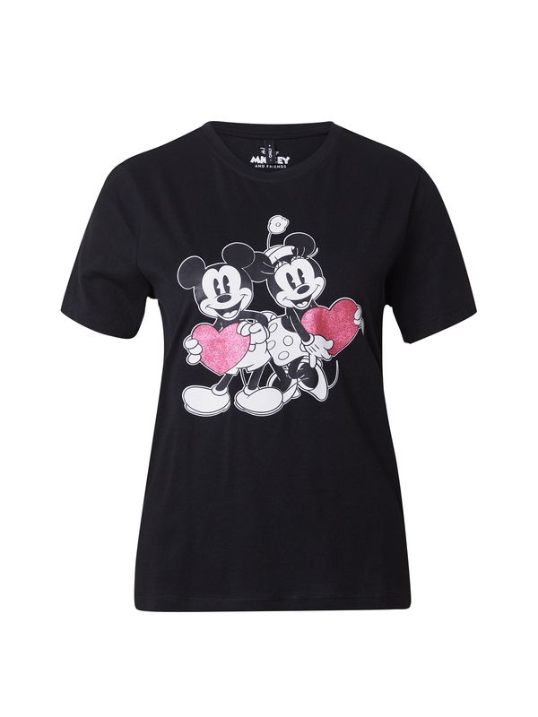 ONLY ONLY Тениска 'MICKEY'  розово / черно / мръсно бяло