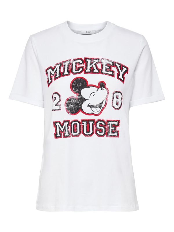ONLY ONLY Тениска 'MICKEY'  тъмночервено / черно / бяло