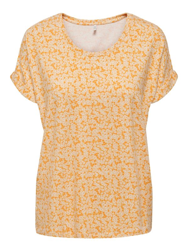 ONLY ONLY Тениска 'MOSTER'  златистожълто / оранжево / бяло