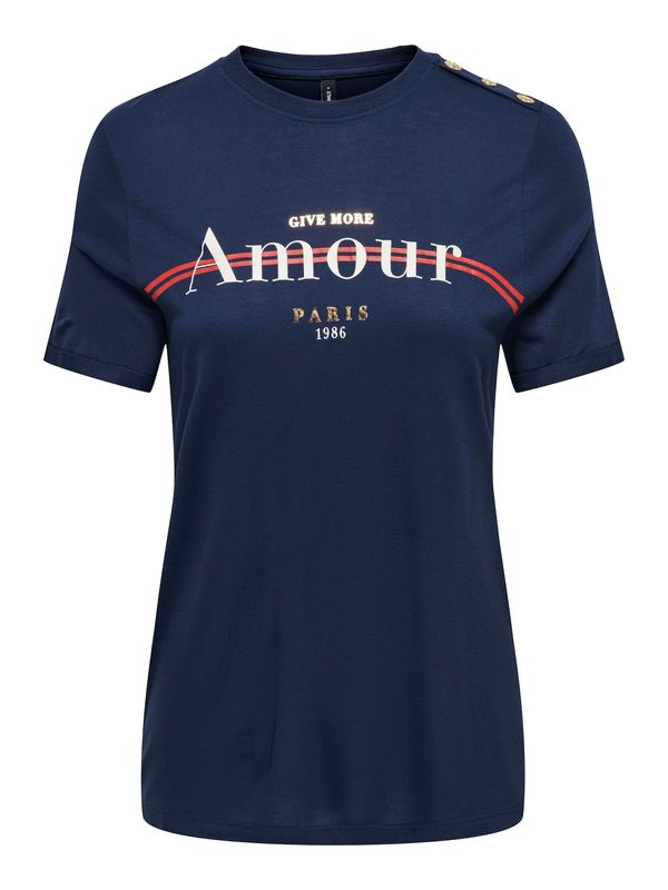 ONLY ONLY Тениска 'NINA'  тъмносиньо / злато / червено / бяло