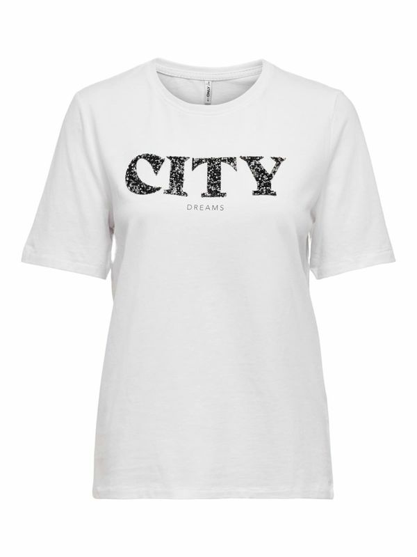 ONLY ONLY Тениска 'ONLBINA'  сиво / бяло