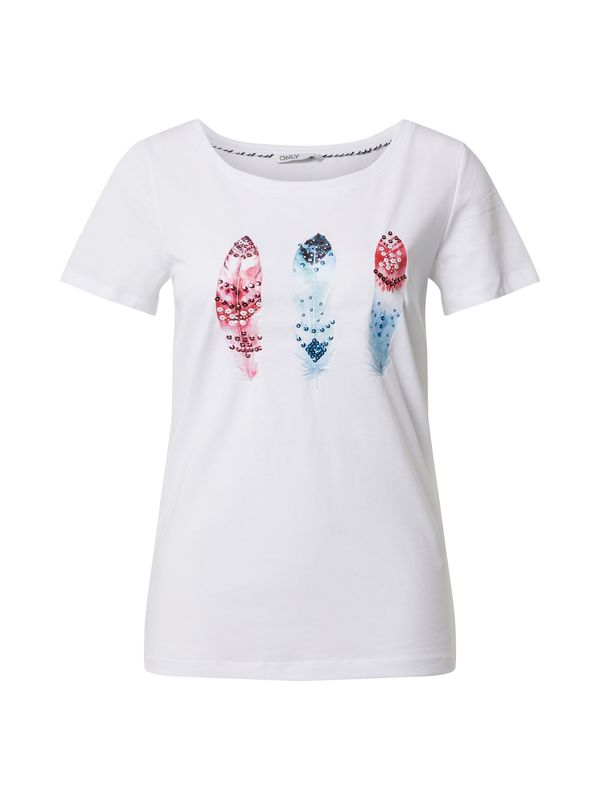 ONLY ONLY Тениска 'ONLKITA INDIAN S/S T-SHIRT JRS'  пъстро / бяло