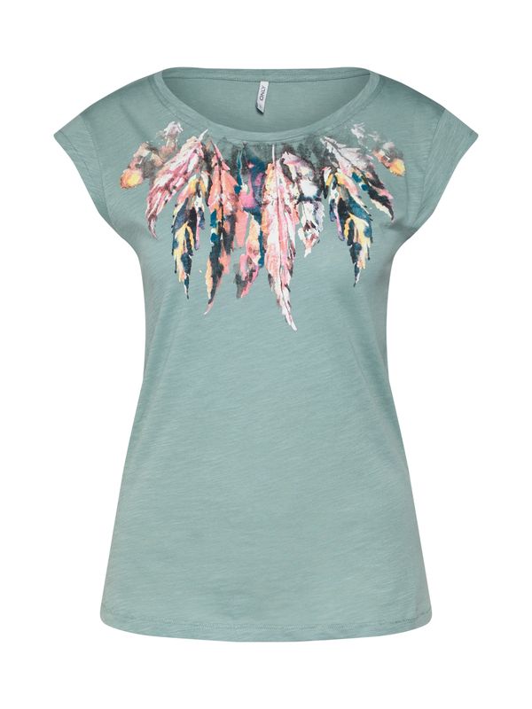 ONLY ONLY Тениска  пастелно зелено / пъстро