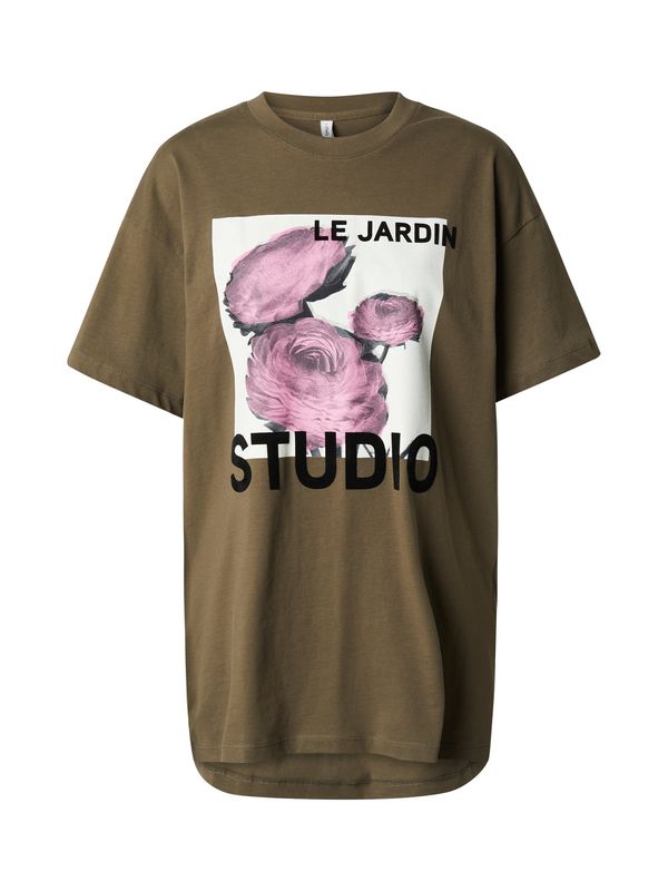 ONLY ONLY Тениска 'PIXIE'  маслина / розе / черно / мръсно бяло