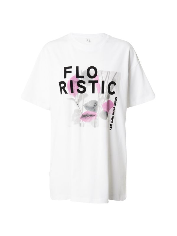 ONLY ONLY Тениска 'PIXIE'  сиво / орхидея / черно / бяло