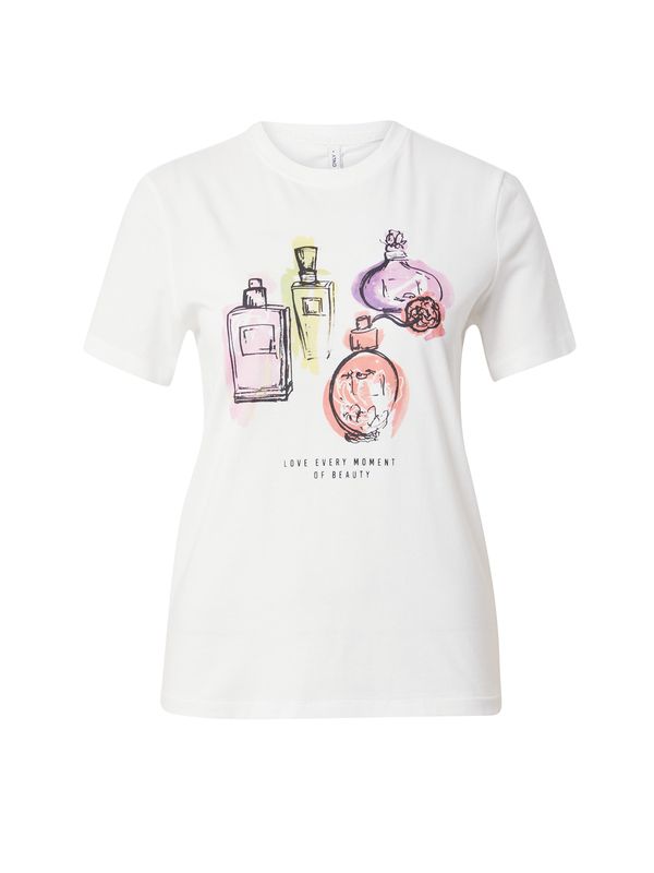 ONLY ONLY Тениска 'PRETTY'  лилав / оранжево / черно / бяло