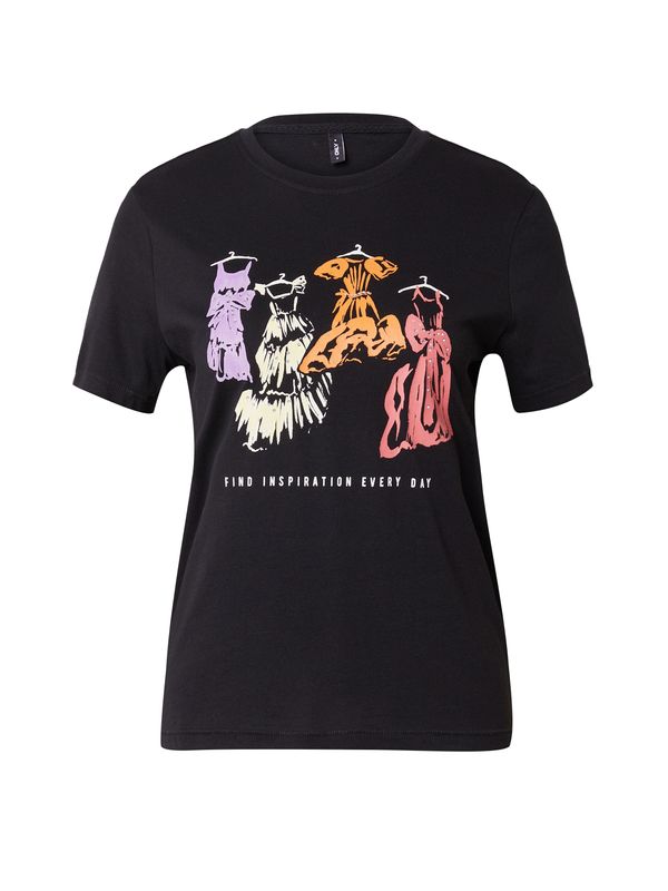 ONLY ONLY Тениска 'PRETTY'  лилав / оранжево / черно / бяло