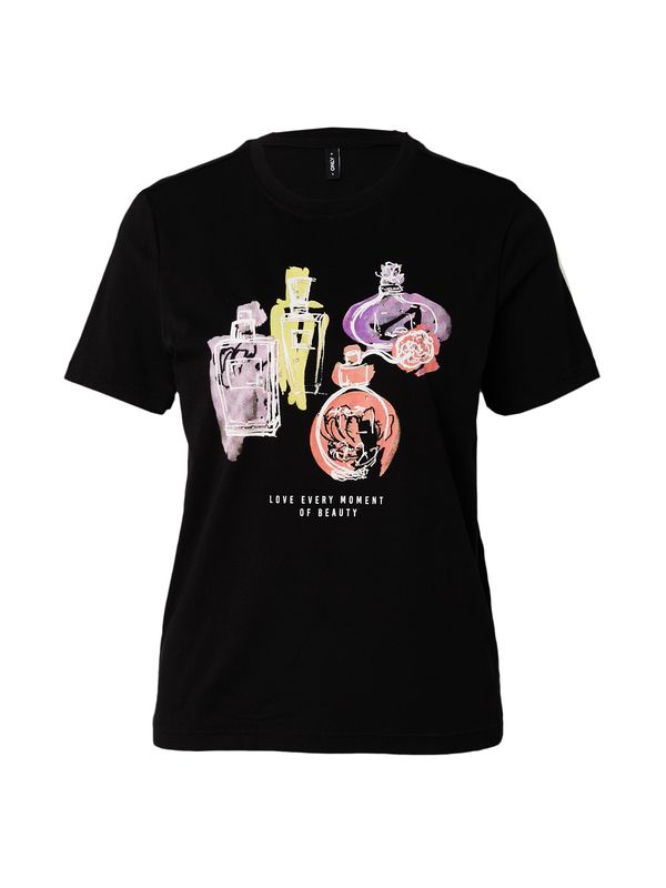 ONLY ONLY Тениска 'PRETTY'  светложълто / светлолилаво / бледорозово / черно