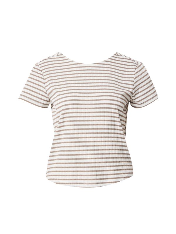 ONLY ONLY Тениска 'SANDY'  кафяво / бяло