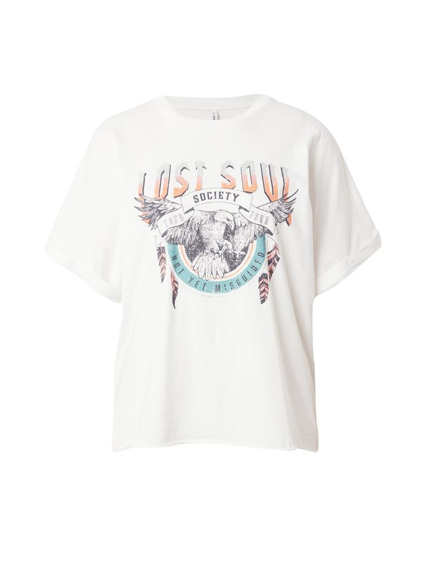 ONLY ONLY Тениска  синьо / светлооранжево / черно / бяло