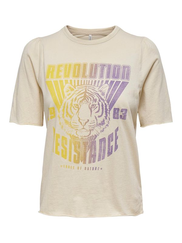 ONLY ONLY Тениска  тъмнобежово / жълто / тъмнолилаво