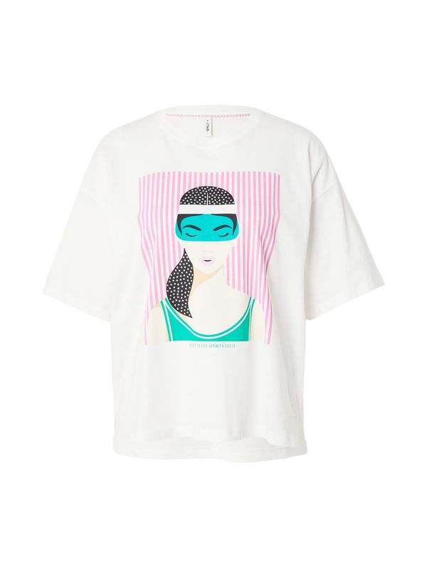 ONLY ONLY Тениска 'WENDIE'  тюркоазен / еосин / черно / бяло