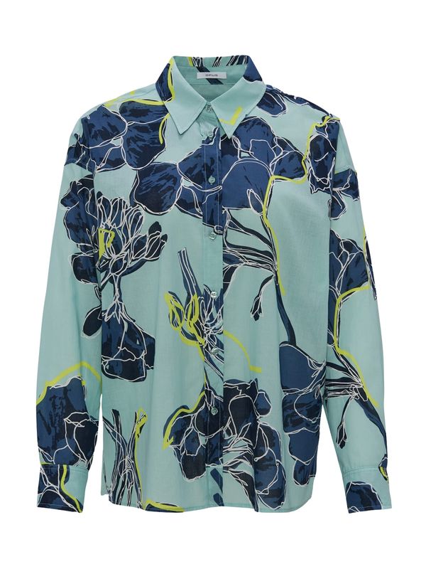 OPUS OPUS Блуза 'Fenlo'  аквамарин / тъмносиньо / светлозелено / бяло