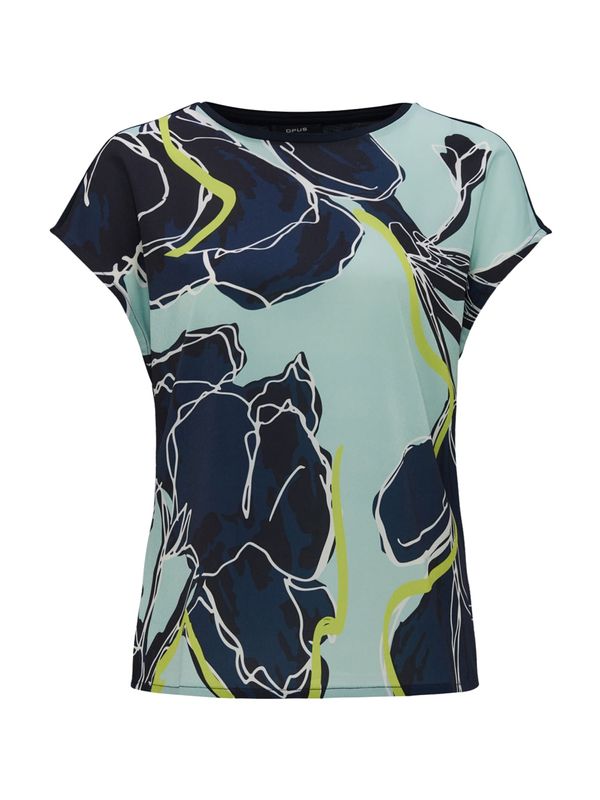 OPUS OPUS Тениска 'Stini'  морскосиньо / лайм / мента / бяло