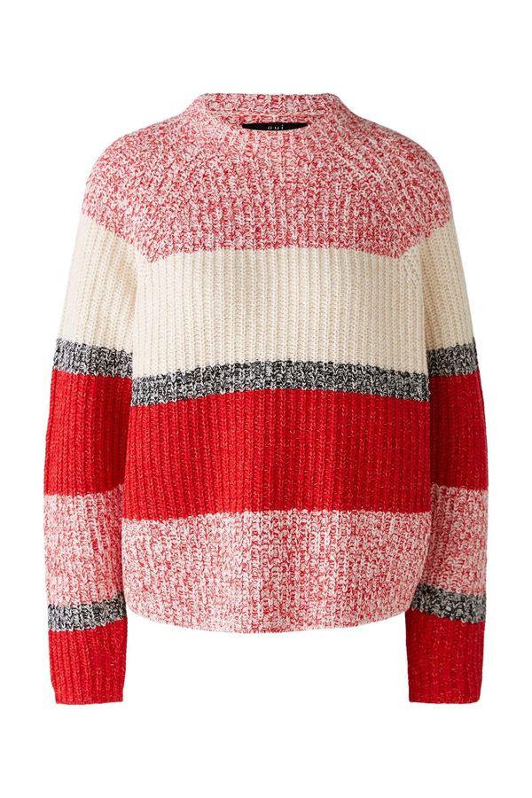 OUI OUI Пуловер  червено / черно / бял памук