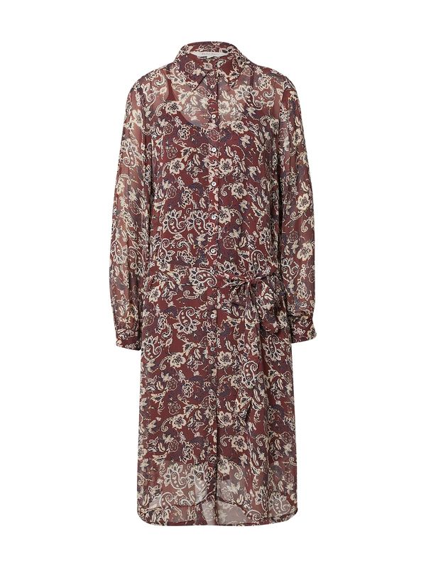 Part Two Part Two Рокля тип риза 'Linea'  тъмнокафяво / светложълто / патладжан / бяло