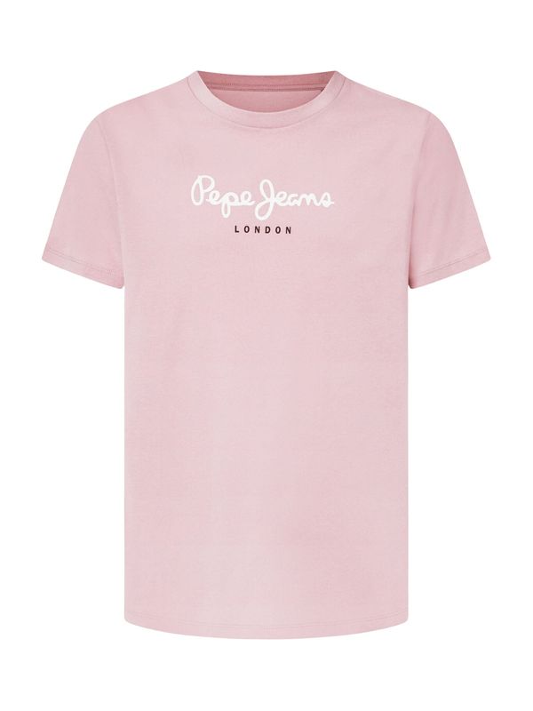 Pepe Jeans Pepe Jeans Тениска 'EGGO'  тъмнокафяво / бледорозово / бяло