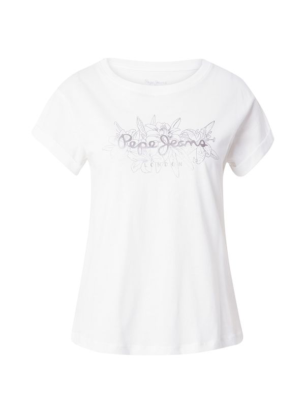 Pepe Jeans Pepe Jeans Тениска 'HELEN'  сребърно сиво / бяло